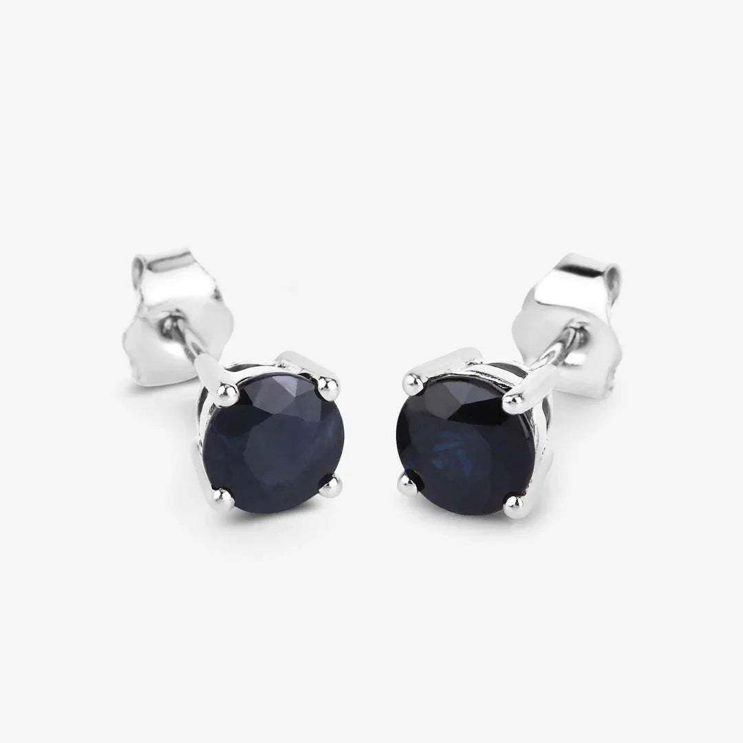 Genuine Blue Sapphire 10K Round Studs Earrings