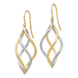 10K Gold Two Tone Twisted Dangle Earrings