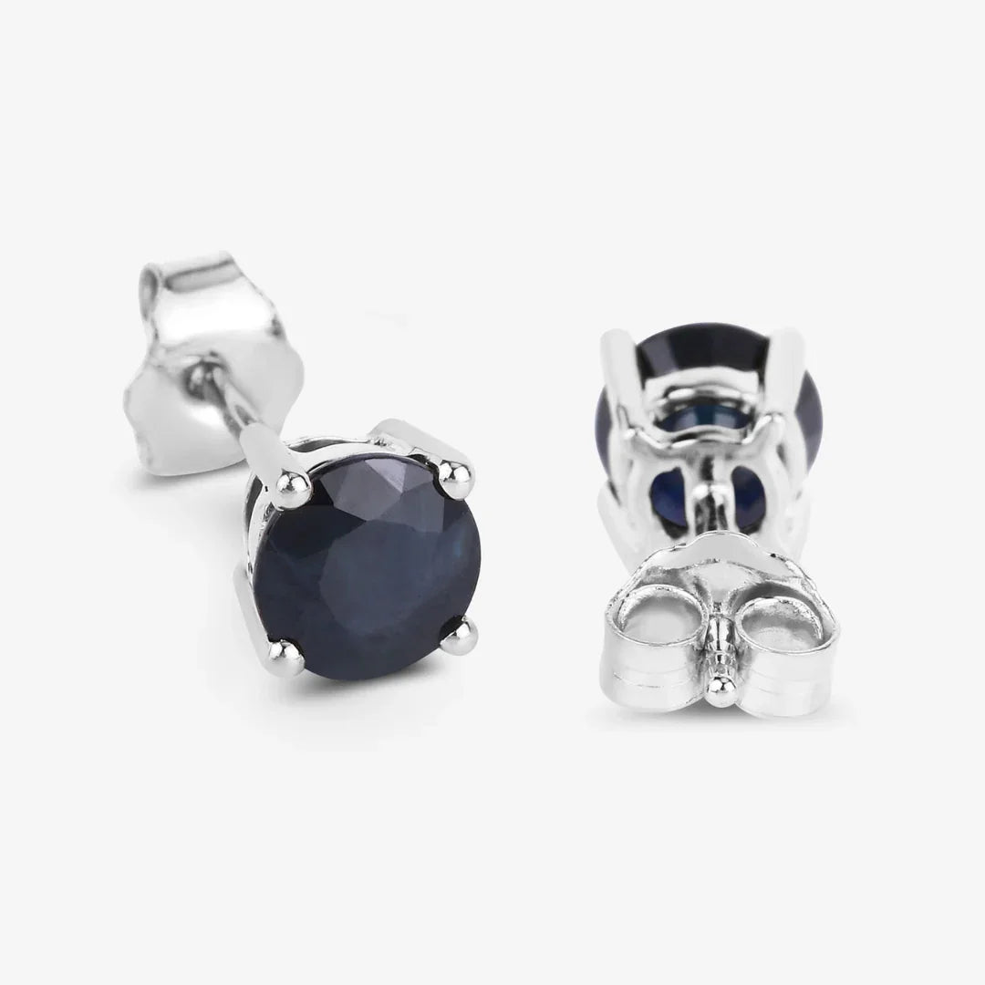 Genuine Blue Sapphire 10K Round Studs Earrings