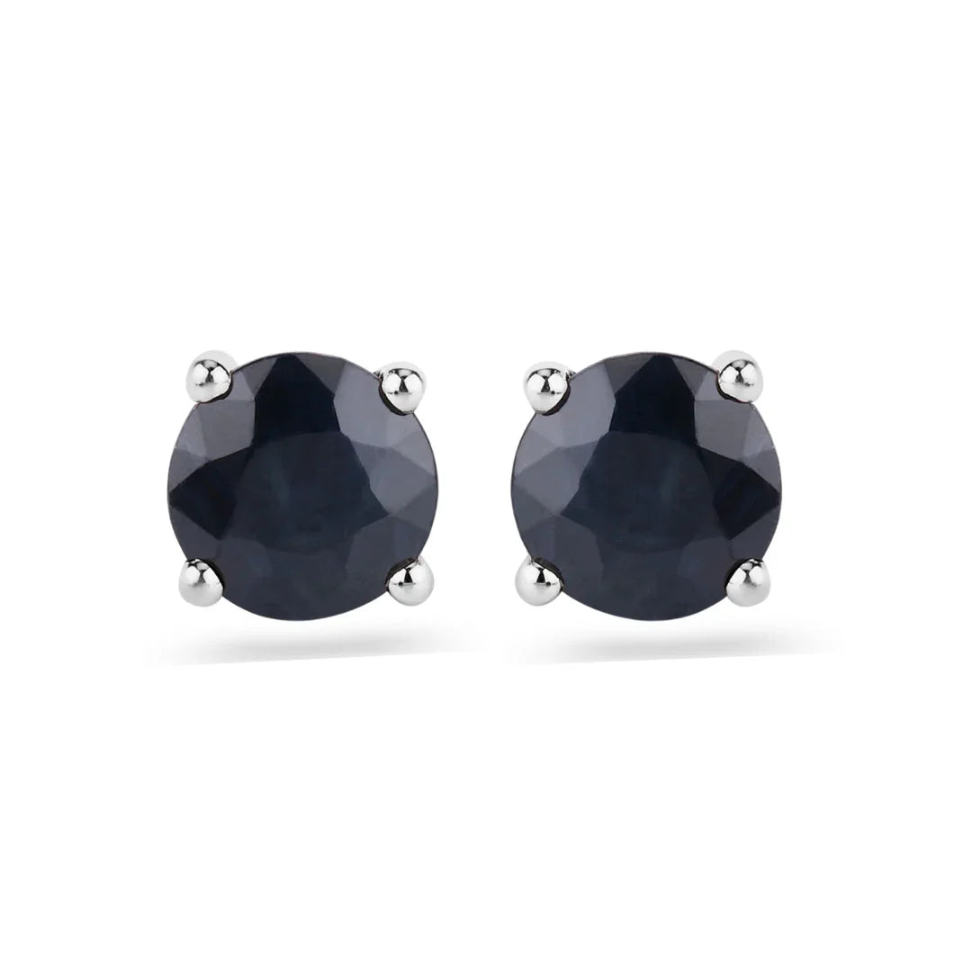 Genuine Blue Sapphire 10K Round Studs Earrings