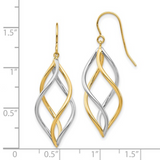 10K Gold Two Tone Twisted Dangle Earrings