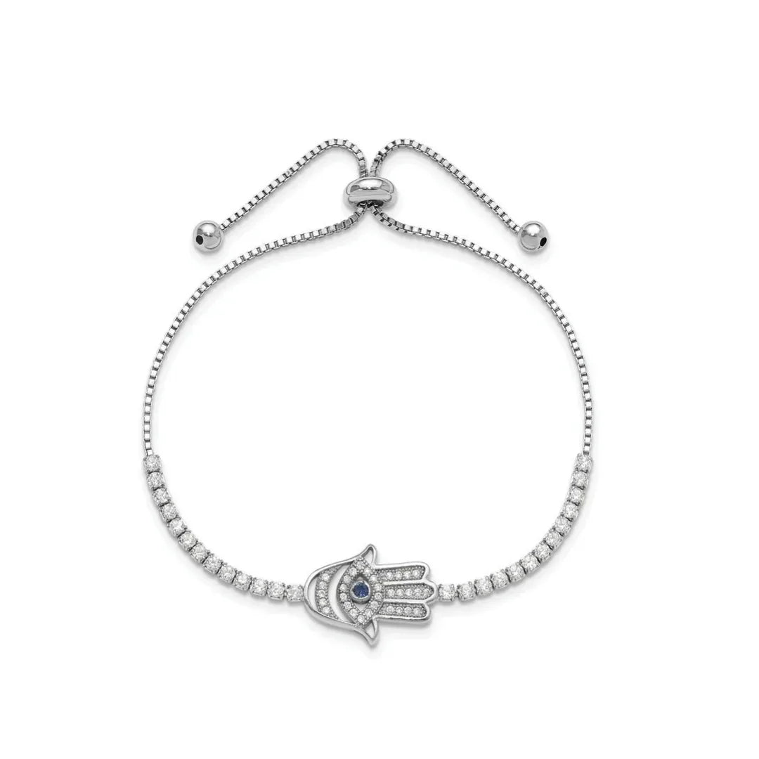 CZ Evil Eye Hamsa Adjustable Bracelet