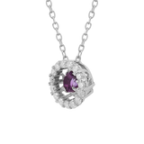 Natural Amethyst Dancing Stone Halo Necklace