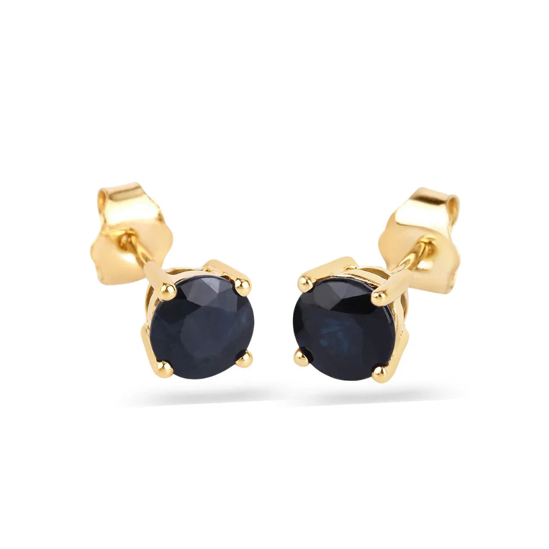 Genuine Blue Sapphire 10K Round Studs Earrings