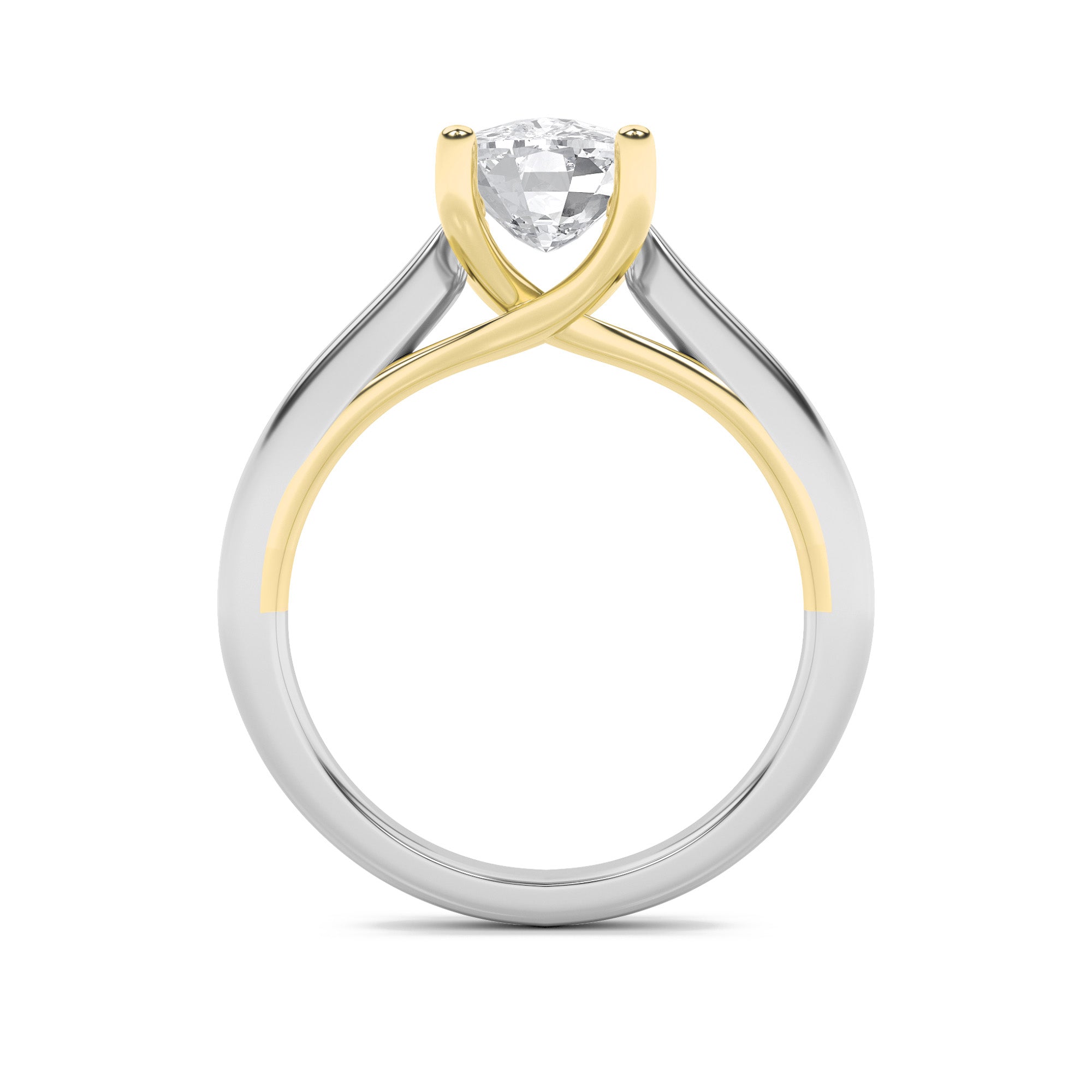 1Cttw Elongated Cushion Shaped Lab Grown Diamond (F/VS) Two Tone Cathedral Shank Engagement Ring in14K Gold