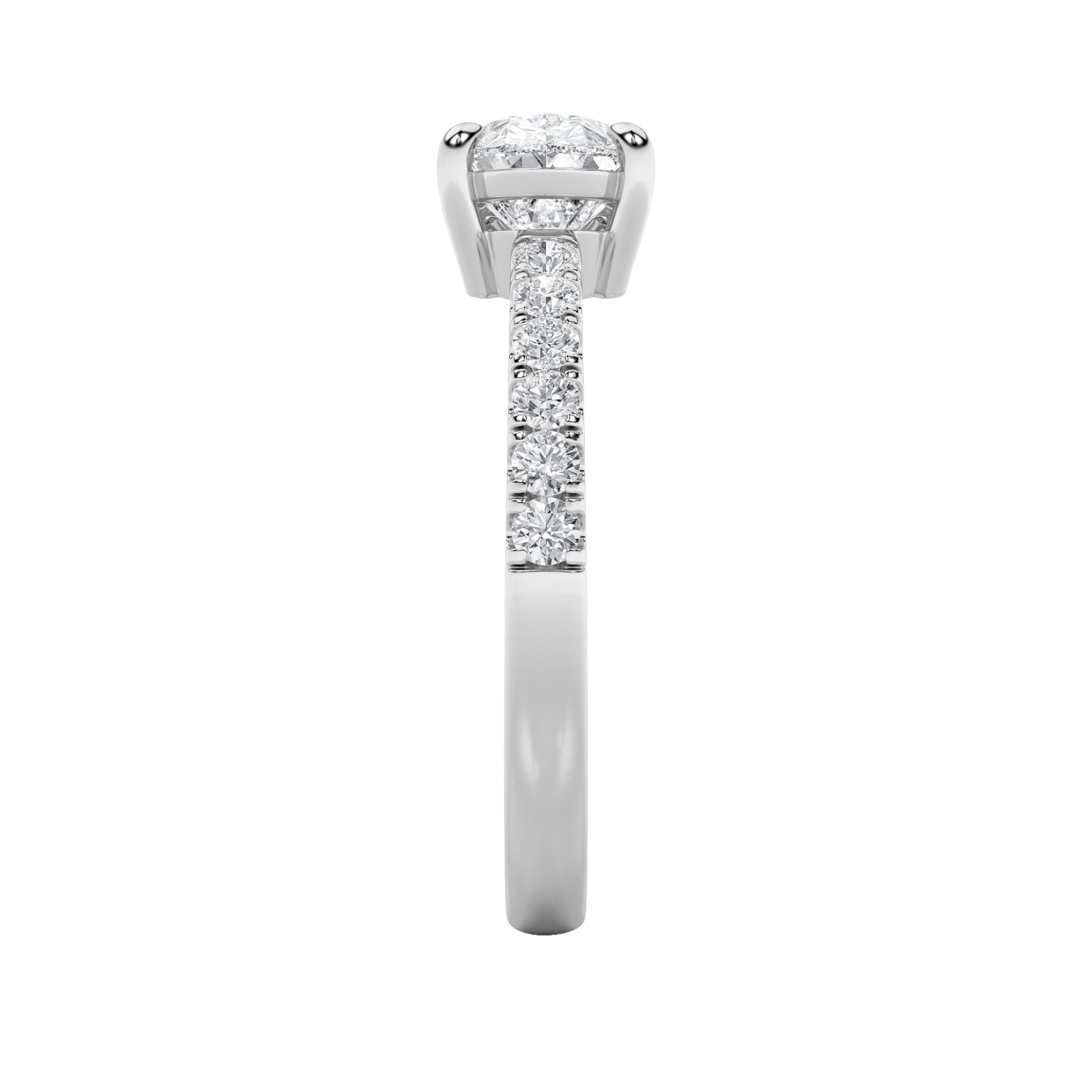 1.5Cttw Pear Shaped Lab Grown Diamond (F/VS) EastWest Accented Ring in 14K Gold