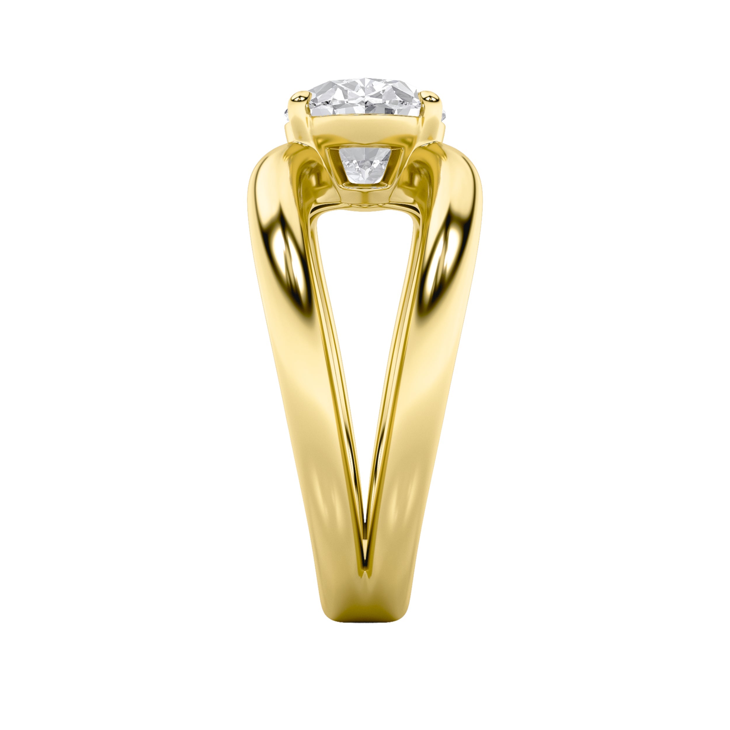 2Cttw Oval Shaped Lab Grown Diamond (F/VS) East West Solitaire Ring in 14K Gold