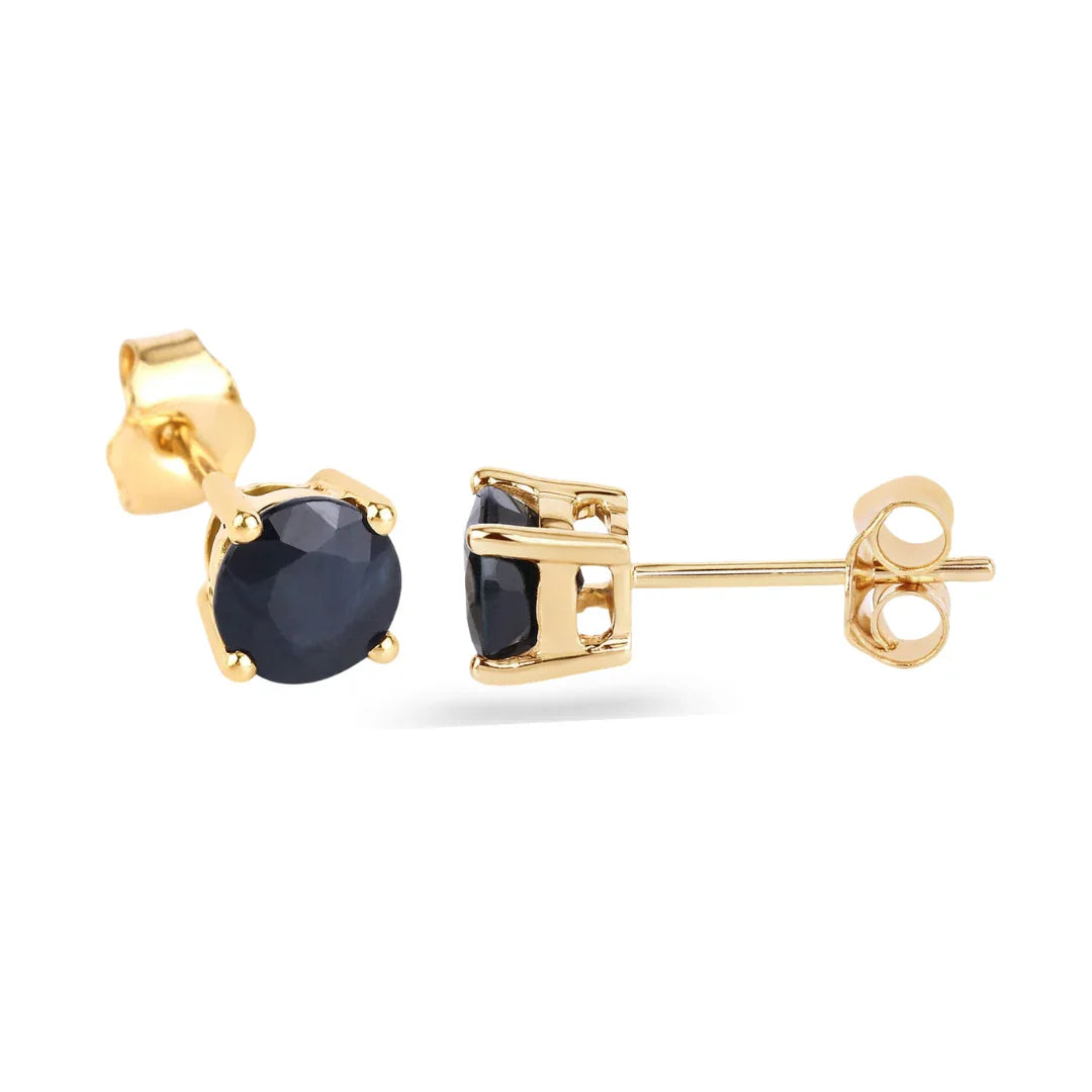 Genuine Blue Sapphire 10K Round Studs Earrings