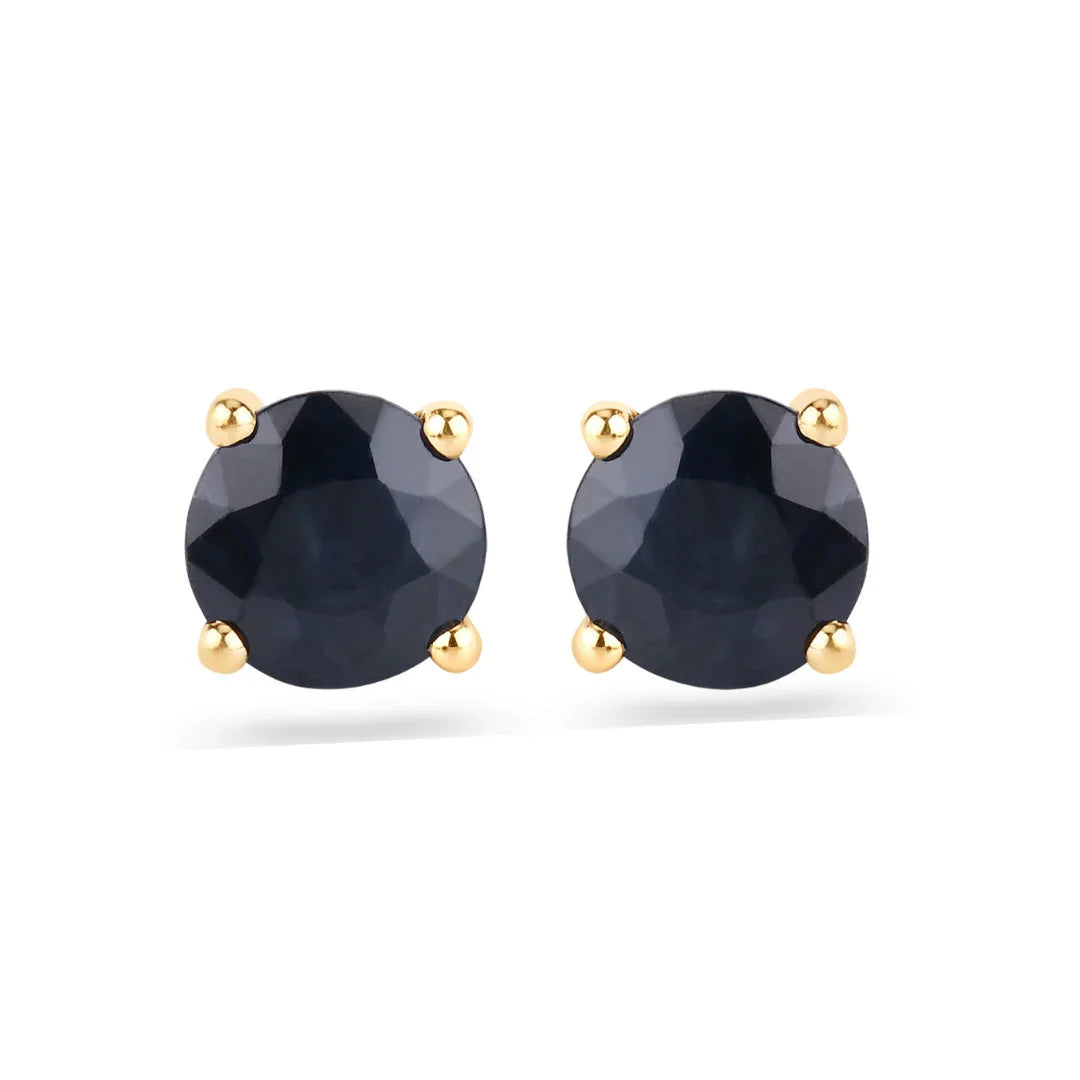 Genuine Blue Sapphire 10K Round Studs Earrings