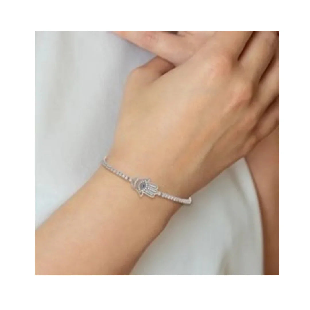 CZ Evil Eye Hamsa Adjustable Bracelet
