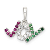 Sterling Silver White and Green CZ Joy Pendant