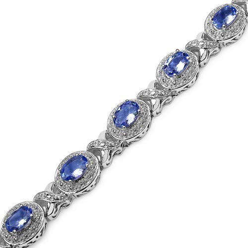 Natural Tanzanite Tennis Silver Bracelet Fine Color Jewels