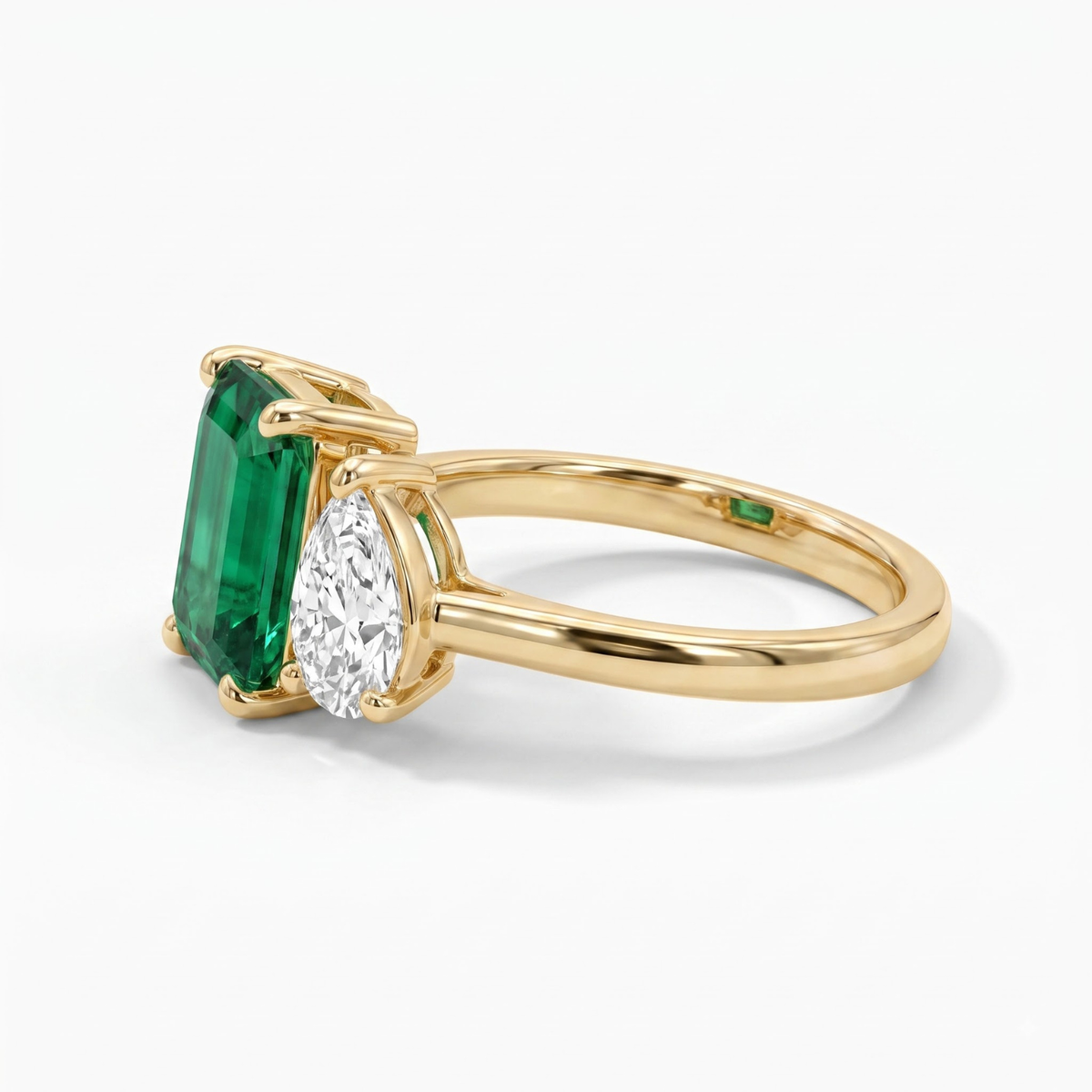 2.450 Cttw Octagon Ruby, Sapphire, Emerald and Lab Diamond 14K Yellow Gold Toi Et Moi Ring
