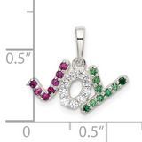 Sterling Silver White and Green CZ Joy Pendant