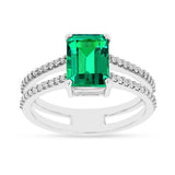 Colombian Created Emerald Double Band Ring