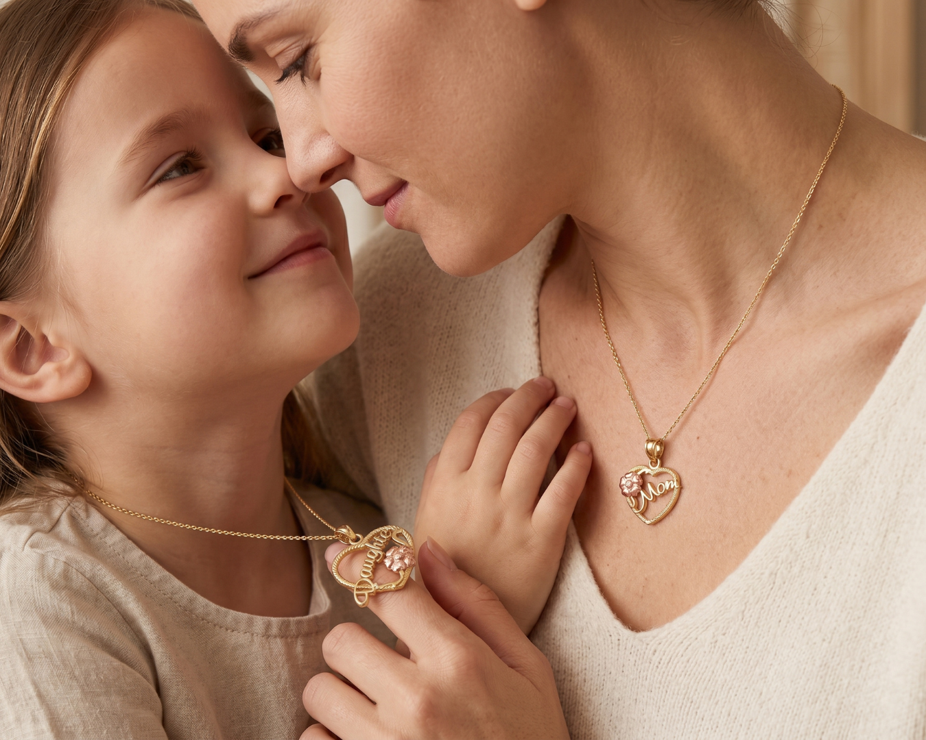 14k Gold Flowers MOMMY-ME Break-apart Heart Pendant