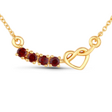 18k Gold Plated Genuine Garnet Heart shaped Pendant Necklace