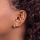 model showcasing 14k Yellow Gold Diamond Earrings