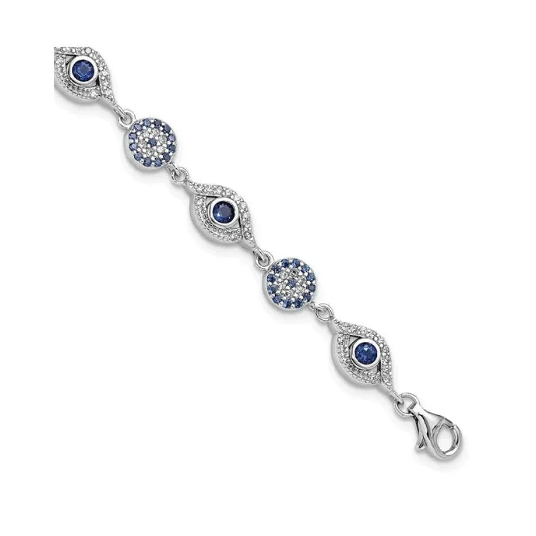 CZ Silver Evil Eye Bracelet