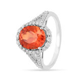 oval cut solitaire ring for women, orange sapphire gemstone ring for women