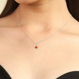 Peach Sapphire Cushion Pendant Necklace