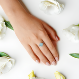 cluster ring design, round shape tourmaline ring, blue gemstone ring