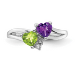 Amethyst and Peridot Dual-Stone Ring