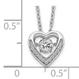 Cz Silver Heart Necklace