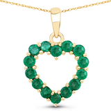 10K Yellow Gold Zambian Emerald Heart Necklace