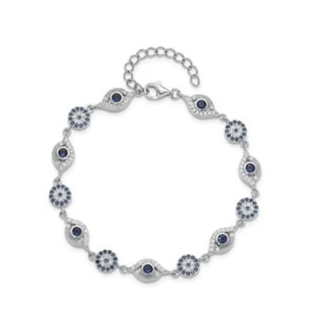 CZ Silver Evil Eye Bracelet