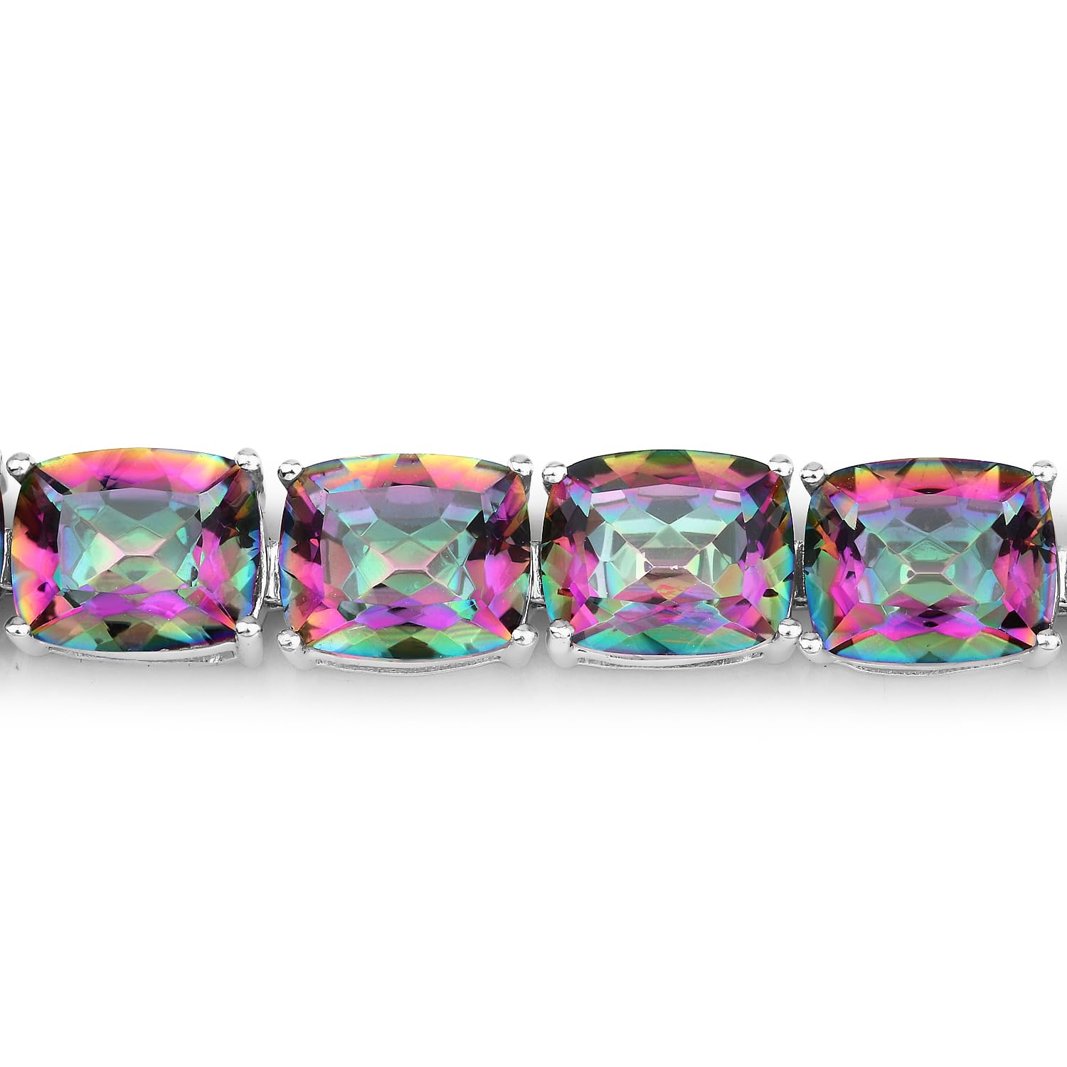 Natural Rainbow Quartz Tennis Bracelet Silver Fine Color Jewels