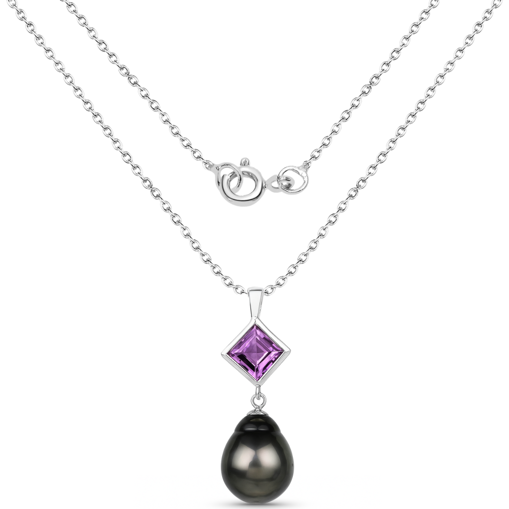 Amethyst Tahitian Cultured Pearl Pendant Necklace