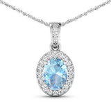 14K White Gold Aquamarine Pendant