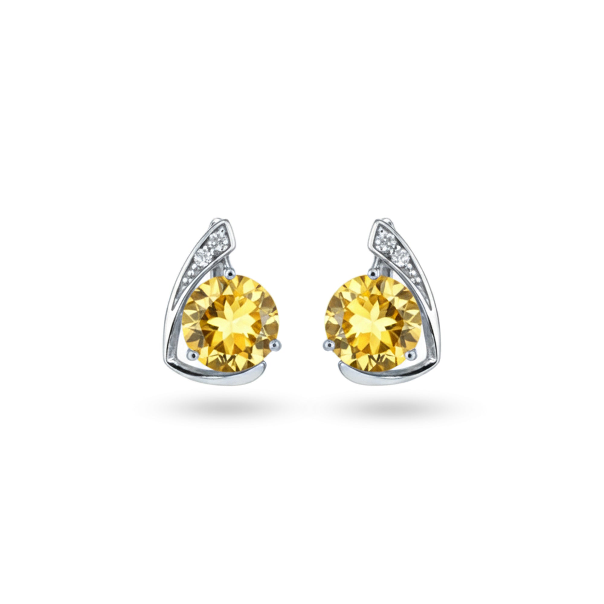 Natural Citrine & White Topaz Sterling Silver Earrings