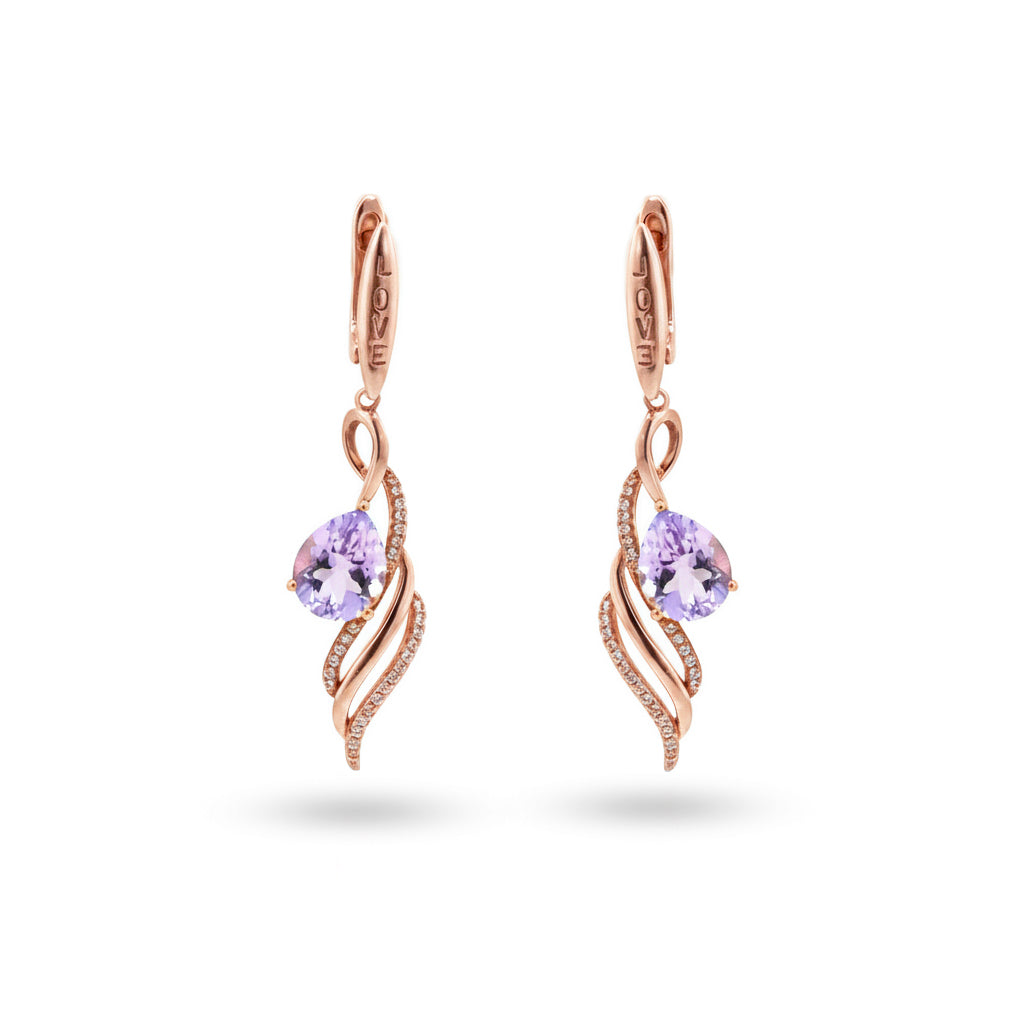 Natural Amethyst & White Topaz Sterling Silver Earrings