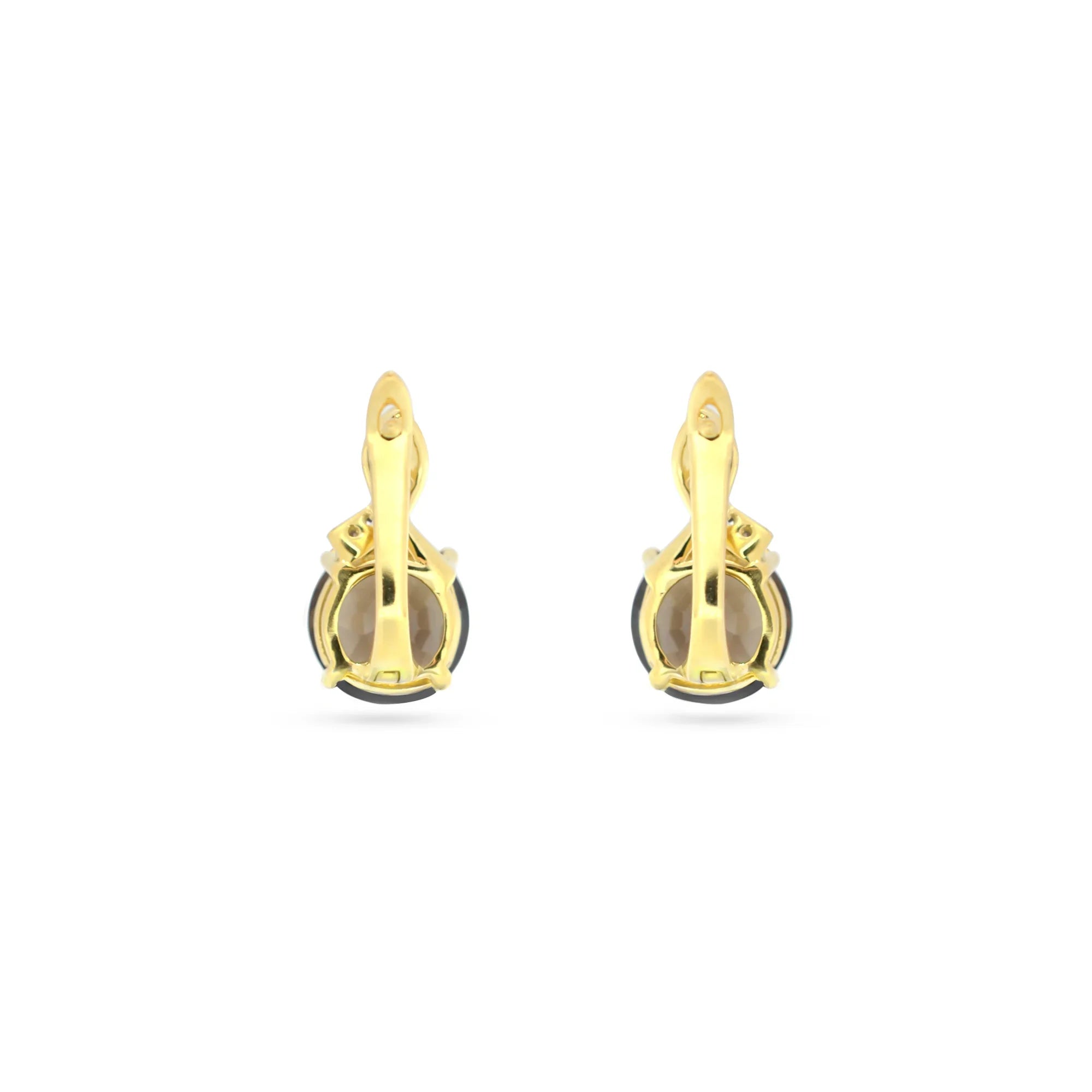 Natural Smoky Quartz Silver Leverback Earrings