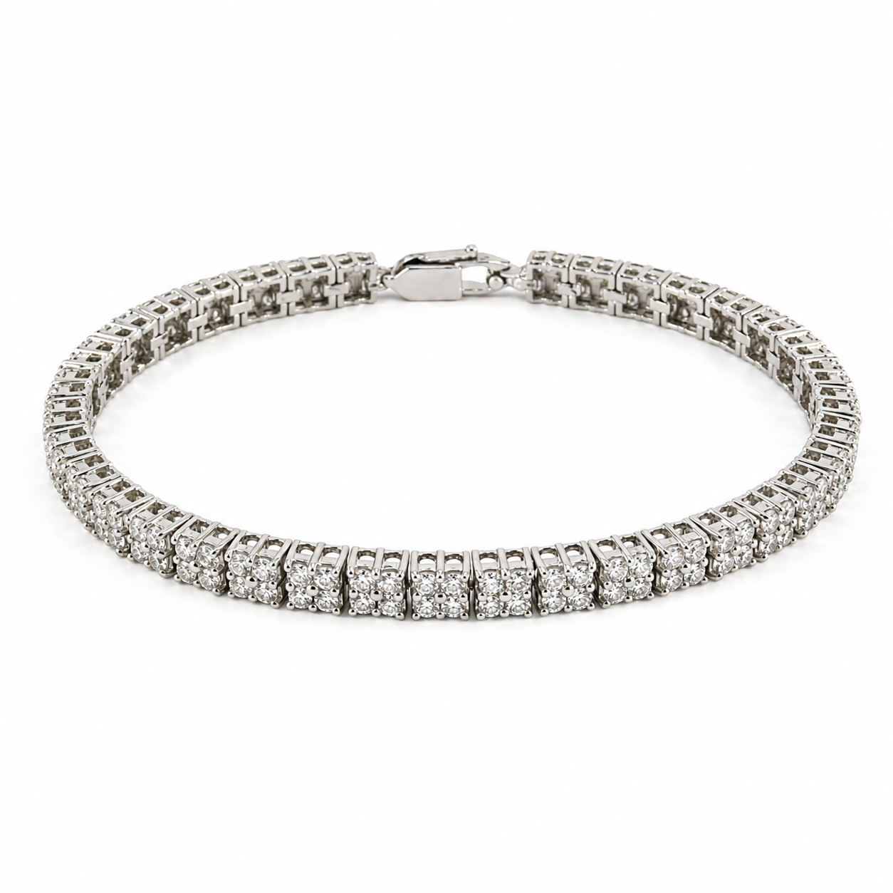 Natural Round Cut White Topaz Tennis 7-inch Bracelet Silver