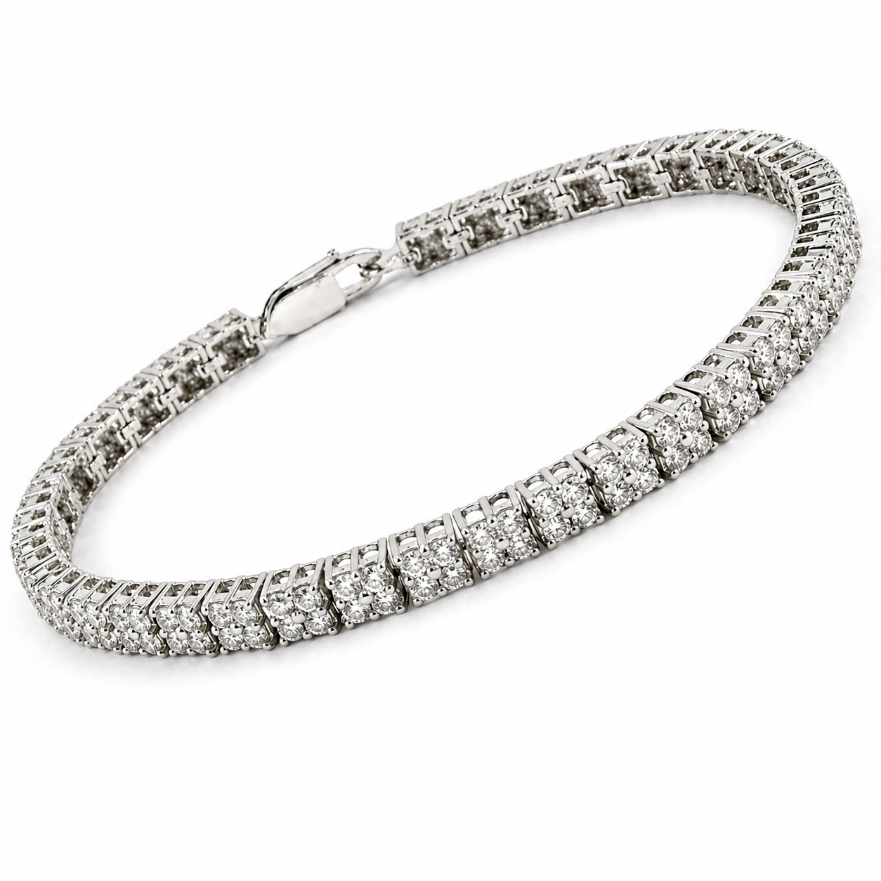 Natural Round Cut White Topaz Tennis 7-inch Bracelet Silver