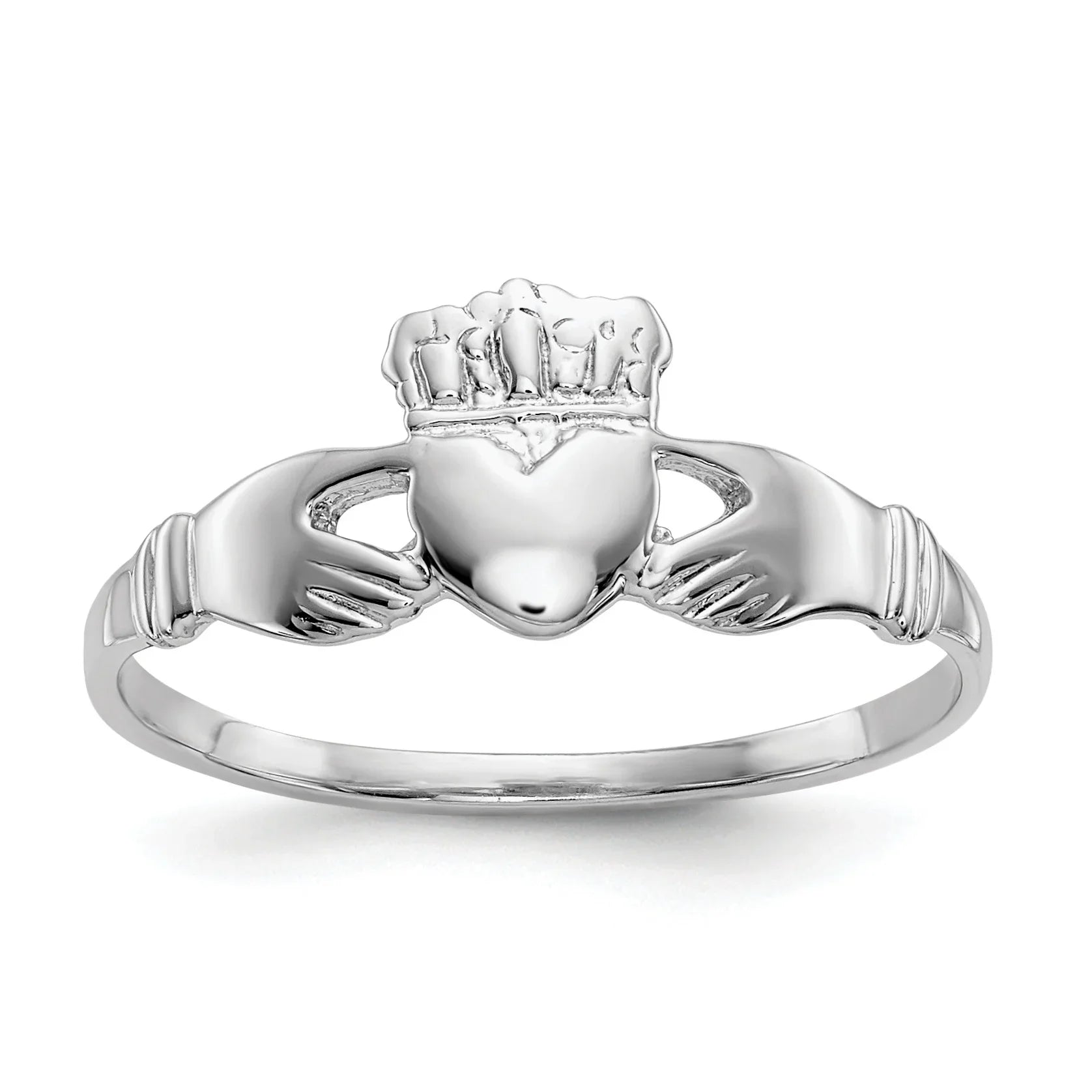 14k White Gold Irish Claddagh Ring
