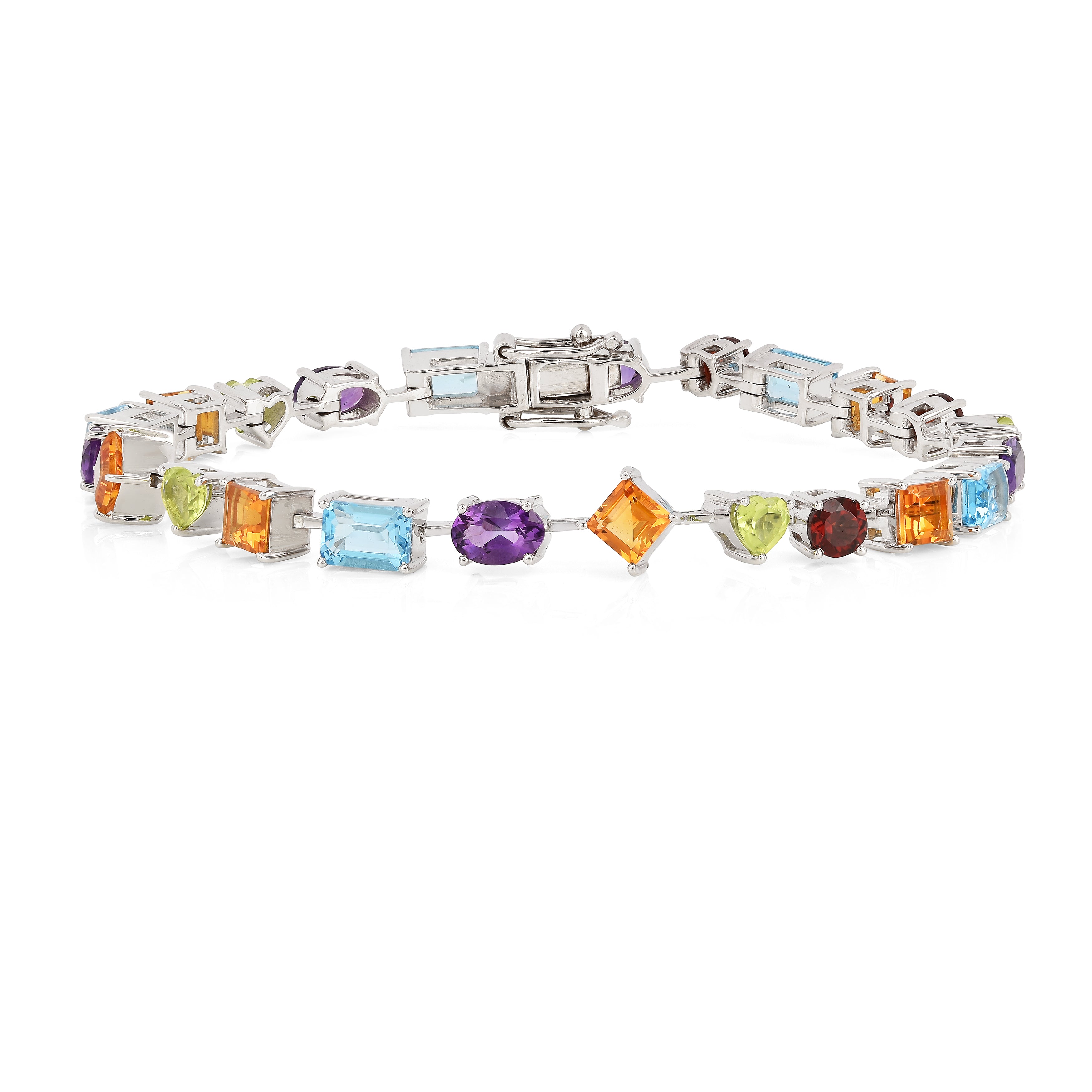 Multi Stone Tennis Bracelet Sterling Silver