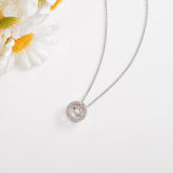 Dancing Stone White Sapphire Halo Necklace