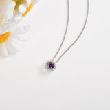 Natural Amethyst Dancing Stone Halo Necklace