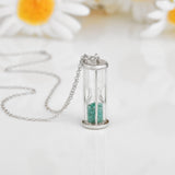 Natural Emerald Hourglass Pendant Necklace