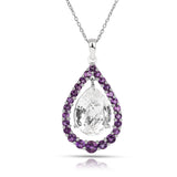 Natural White Topaz Pear Amethyst Necklace