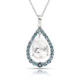 Natural White Topaz Teardrop Blue Topaz Necklace