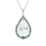 Natural White Topaz Teardrop Blue Topaz Necklace