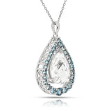 Natural White Topaz Teardrop Blue Topaz Necklace