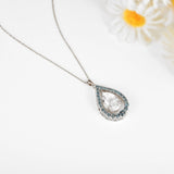 Natural White Topaz Teardrop Blue Topaz Necklace