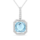 Natural Briolette Cut Sky Blue Topaz Pendant Necklace