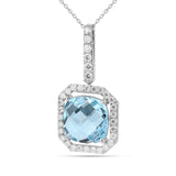 Natural Briolette Cut Sky Blue Topaz Pendant Necklace